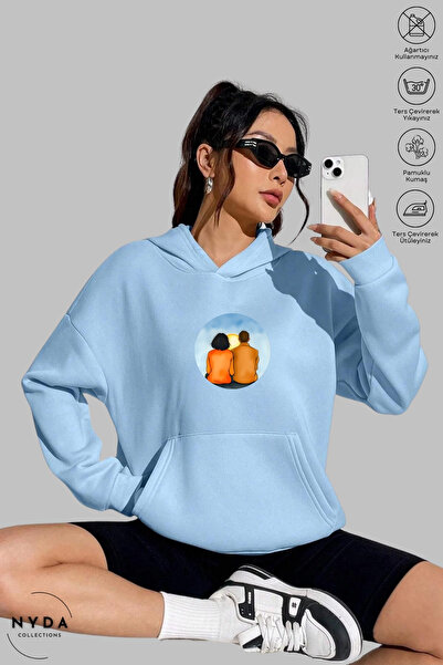 Nyda Collections Unisex Hoodie Long Sleeve Couple Love Printed Hooded Oversiz...