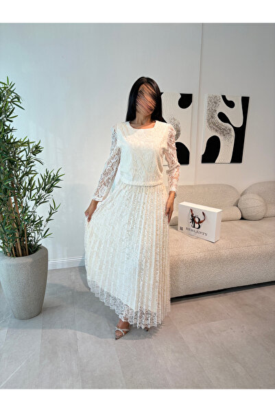 TOP BERLANTY Pure Louise Crushed Lace Dress - Soft Classic Elegance