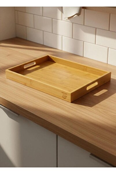 ELZEMHOME صينية من الخيزران بنقش مميز متوسطة الحجم