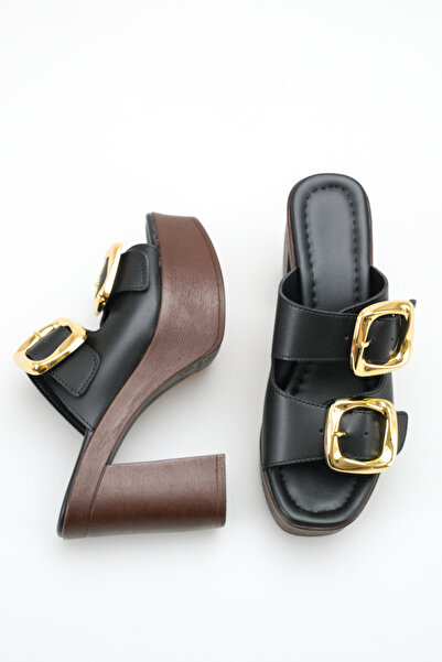 DELSOLERA Women's Buckle Detailed Double Strap Stylish Comfortable Casual Pla...