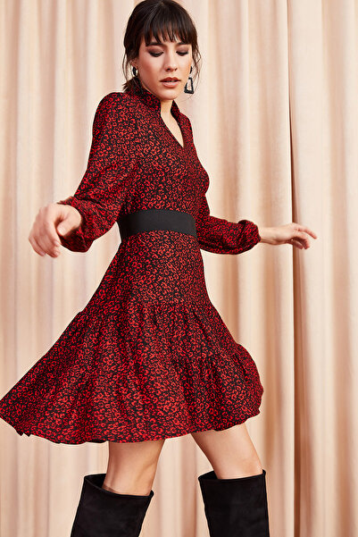 Olalook Rochie roșie cu decolteu în V pentru damă ELB-19000989