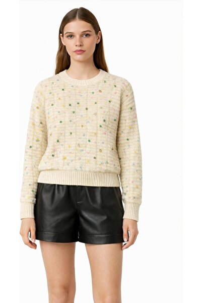 CHEVALIER FASHION Women’s Knit Sweater with Embellished Details – Long Sleeve...