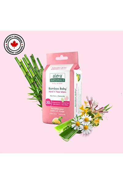 Aleva Naturals SERVETELE UMEDE DIN FIBRE DE BAMBUS PENTRU MAINI SI FATA, 30 BUC