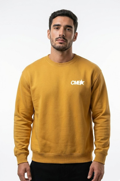 COMBİNE MİCHAİL Мъжка суитшърт с принт CMB в цвят горчица