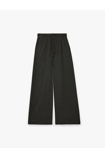 Koton Bürümcük Fabric Wide-Legged Pants with Tie-Waist