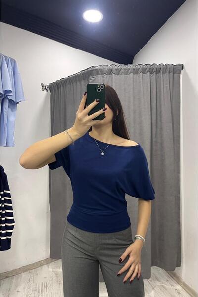 Store Kadın Kayık Yaka Kısa Kollu Bluz