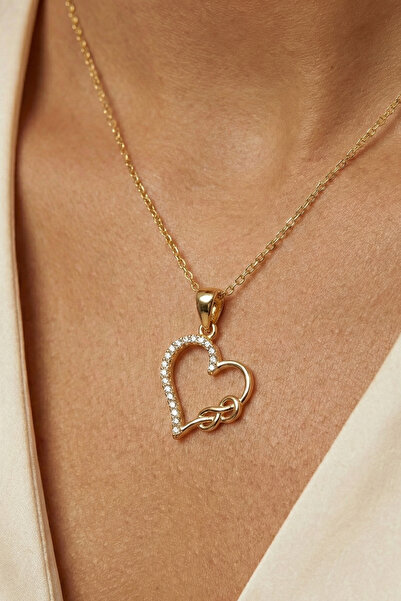 Baleno Concept 925 Ayar Gümüş Zirkon Taşlı Kalp ve Sonsuzluk Düğümlü Zarif Ko...