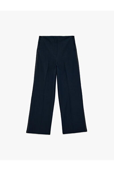 Koton Straight Wide Leg Fabric Trousers with Pockets and Stripe Detail on the...