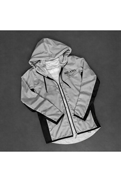 NOFLEN Milano Printed Scuba Hooded Black Gray Tracksuit Set