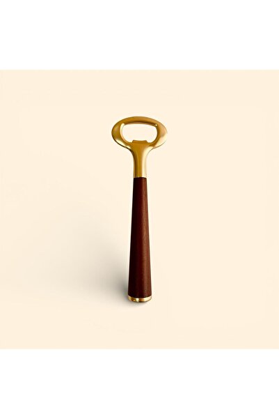 ELZEY HOME Acacia Handle Gold Bottle Opener Stainless Steel
