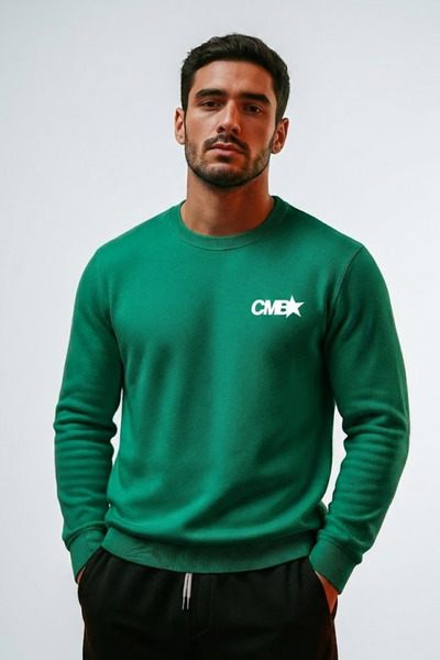 COMBİNE MİCHAİL Мъжка суитшърт с печат CMB в зелено