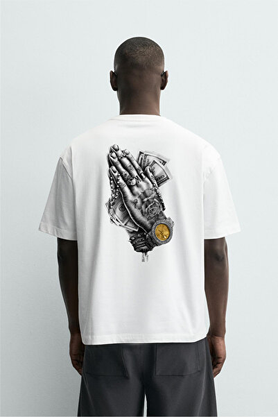 king brich Kingbrich USD Baskılı Oversize Kalıp Erkek Tişört