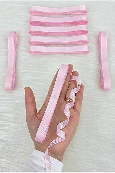 ZEYMERADE Bebe Pembe Grogren Kurdele 1 Cm 10 Metre, Bohça Çeyiz Nikah Doğum Ö...