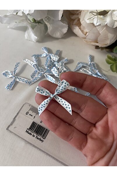 partici dükkanı Mini Ready-Made Bow - Polka Dot Bow - White Blue Polka Dot - ...
