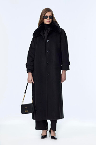 Zühre Fur Collar Coat Black Coat 13861