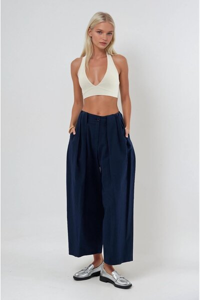 Lijuri Pile Detailed Comfortable Trousers 0124