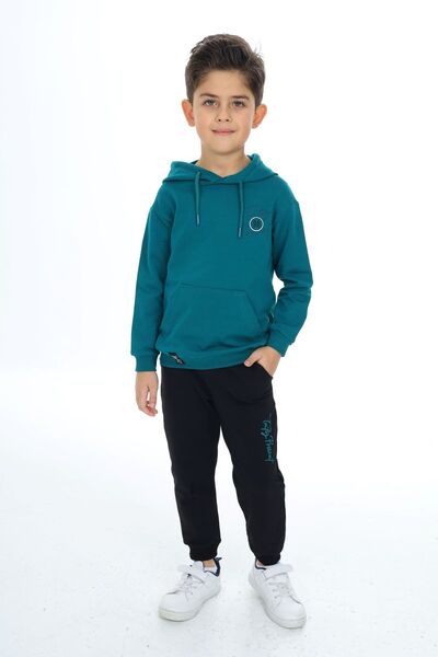 Toontoy طقم مكون من قطعتين للأولاد: سويت شيرت بطبعة وجيوب وقلنسوة، وبنطلون ري...