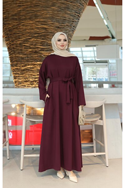 NİSUM MODA Belted Modal Dress with Pockets