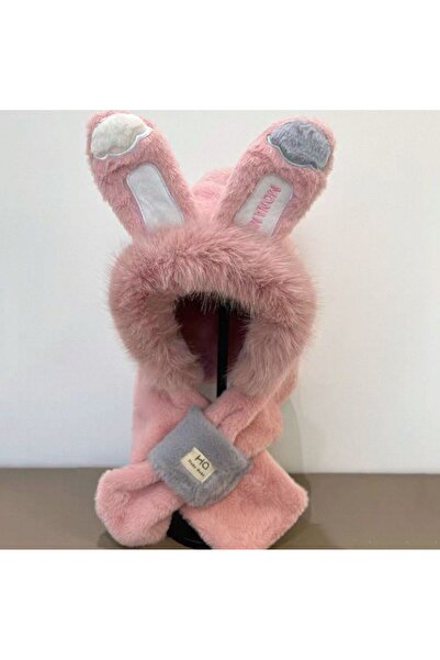 cmtgroup Women's Rabbit Ear Plush Beret & Scarf Set – Soft Winter Combination