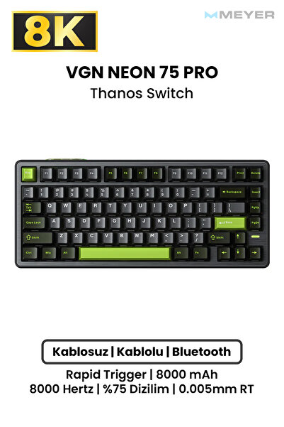 Meyer Gaming VGN Neon 75 PRO Hall Effect Rapid Trigger Mekanik Klavye [Manyet...