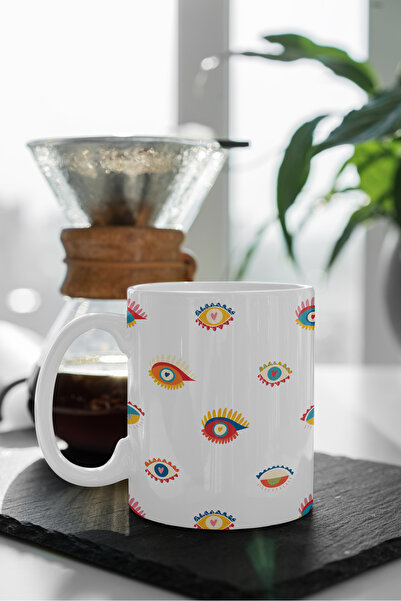 imo internet mahsulleri ofisi Nazar Boncuğu Themed Printed Porcelain Mug Cup