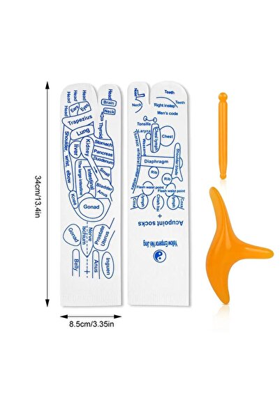 Empressco Ayak Refleksoloji Çorap Masaj Seti (1 Çift Çorap ve 2 Adet Reflekso...