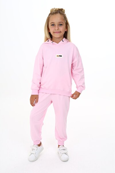 Toontoy Girl's 2-Piece Set Printed Hooded Sweatshirt & Jogger Sweatpants with...