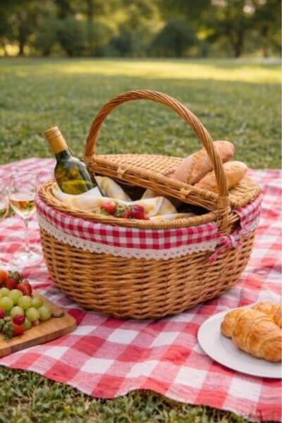 SPR Wicker Picnic Basket with Lid