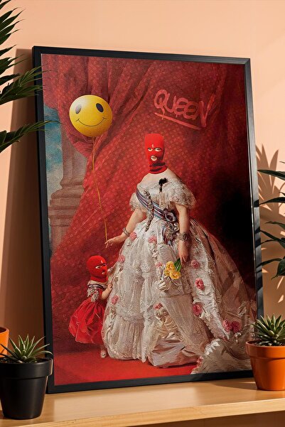 Saturn Masca Roșie Regina Graffiti Tablou înrămat Cadou amuzant pentru mamă A...