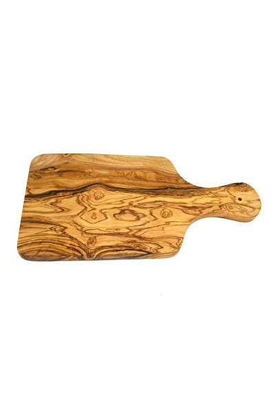 das Olivenholzbrett Olive wood breakfast chopper with handle, 30x15 cm, thick...