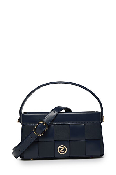 Zühre حقيبة مبطنة منقوشة باللون الأزرق الداكن 0050