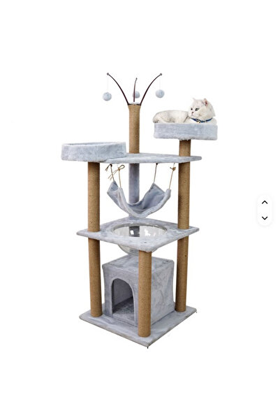 Zenva Cat play set - 143 cm, with hammock, nests and transparent capsule, Gray