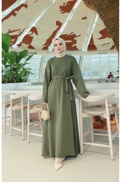 NİSUM MODA Belted Modal Dress with Pockets