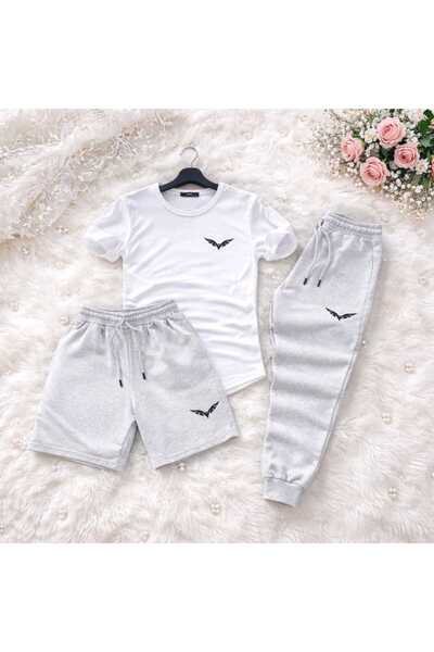 YOHO SPORT 3-Piece Unisex Design T-Shirt-Shorts-Sweatpants Combination with W...