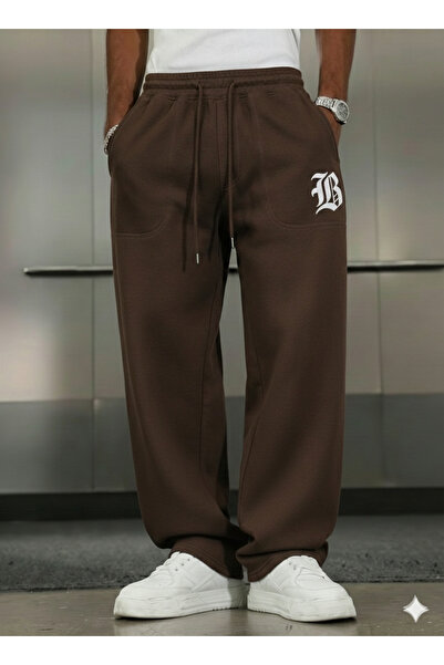 NİCE Black 3 Thread Thick Winter Baggy Sweatpants |   Oversize Relaxed Fit Re...