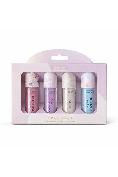 SENCE 4-color lip gloss set, shiny lip gloss, shimmer & shine effect