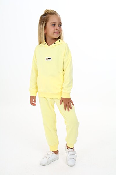 Toontoy Girl's 2-Piece Set Printed Hooded Sweatshirt & Jogger Sweatpants with...