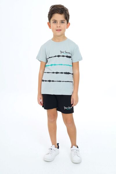 Toontoy Boys' 2-Piece Set: Printed Crew Neck T-Shirt & Elastic Waist Shorts
