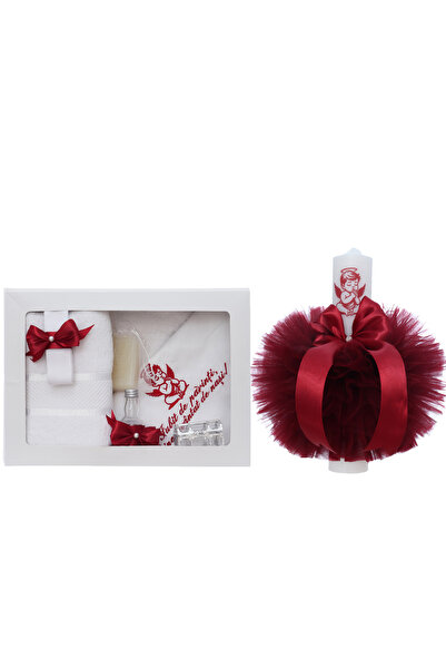 Recostore Σετ βαπτιστικών με άγγελο, κερί και κιτ, μπορντό, 8 τεμάχια, Recost...