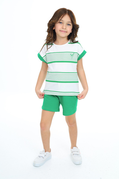 Toontoy Set 2 piese pentru fete: Tricou cu imprimeu și decolteu rotund și pan...