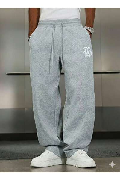 NİCE Black 3 Thread Thick Winter Baggy Sweatpants |   Oversize Relaxed Fit Re...