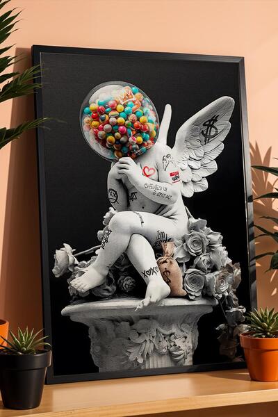 Saturn Pop Art Cupido Eros Statuie Înger Graffiti Tablou înrămat Artă stradal...