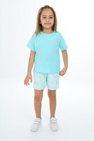 Toontoy Set 2 piese pentru fete: Tricou cu imprimeu și decolteu rotund și pan...