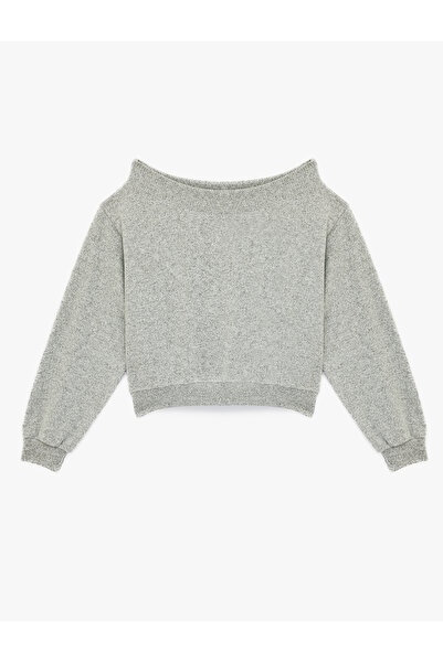 Koton Long Sleeve Soft Textured Off-Shoulder T-Shirt