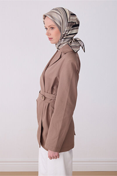 Belli Eșarfă gri multicoloră cu model geometric, 100% mătase twill 4311-04