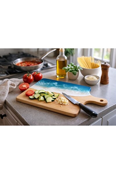 OEM Wooden Chopping Board with Ocean Wave Design