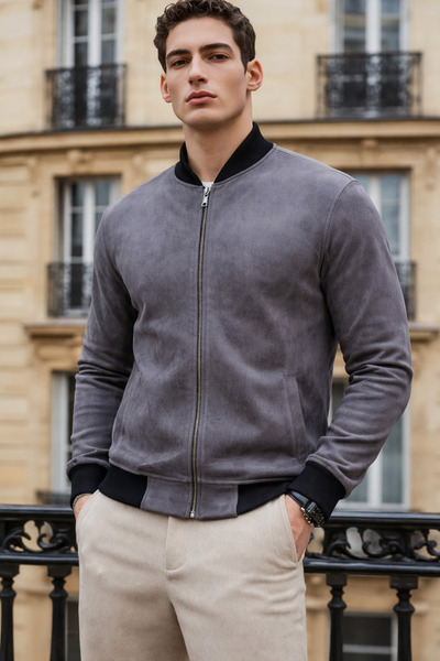 comstar Men's Trend Slim Fit Unlined Nubuck Suede Smoked Jacket