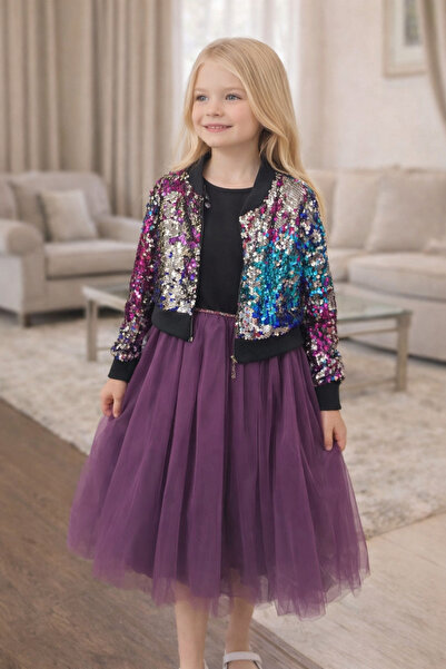 Lindissima kız çocuk payet ceketli abiye elbise