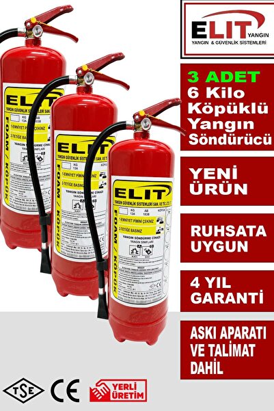 ELİT YANGIN VE GÜVENLİK SİSTEMLERİ 6 Kg Köpüklü Yangın Söndürme Tüpü Askı Apa...