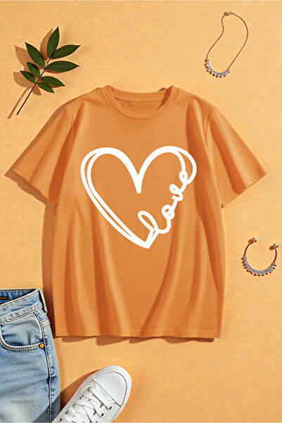 uyguntarz Unisex Heart Love Printed Design Tshirt